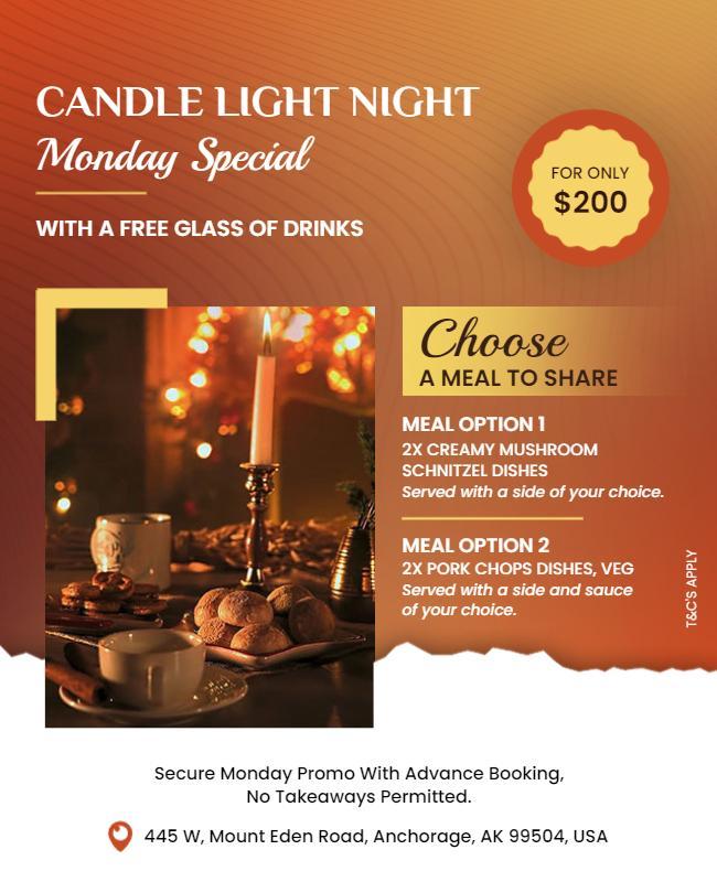 Candlelight Dinner Monday Special Flyer Template