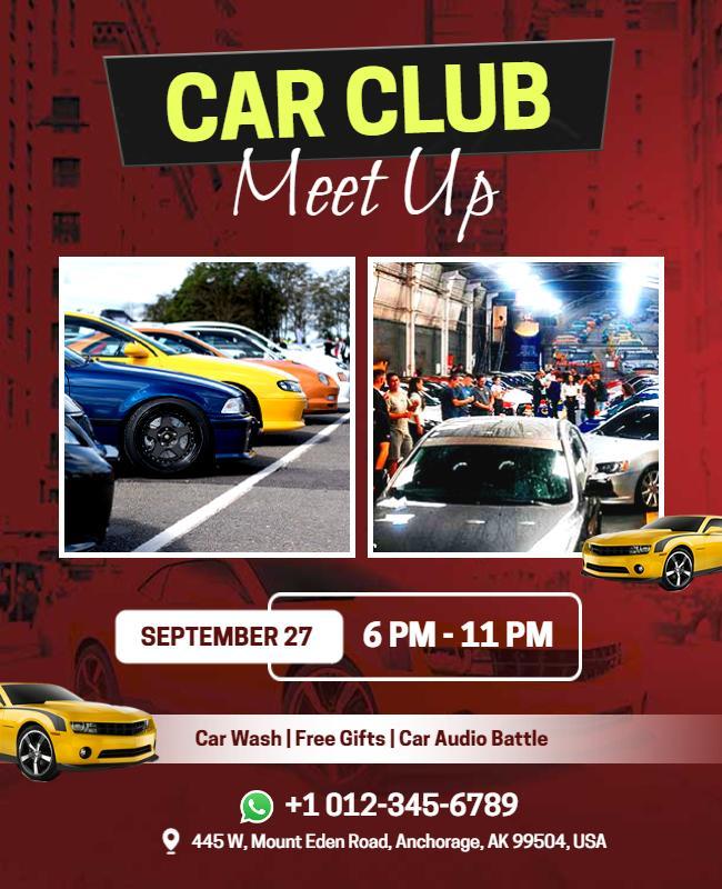 Car Enthusiast Club Meet Up Flyer Template