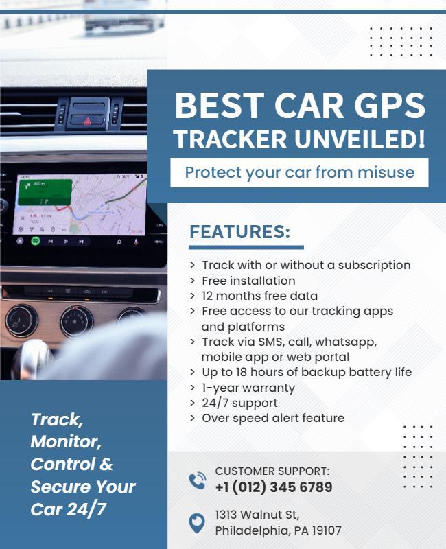 Car Gps Tracker Promotional Flyer Template