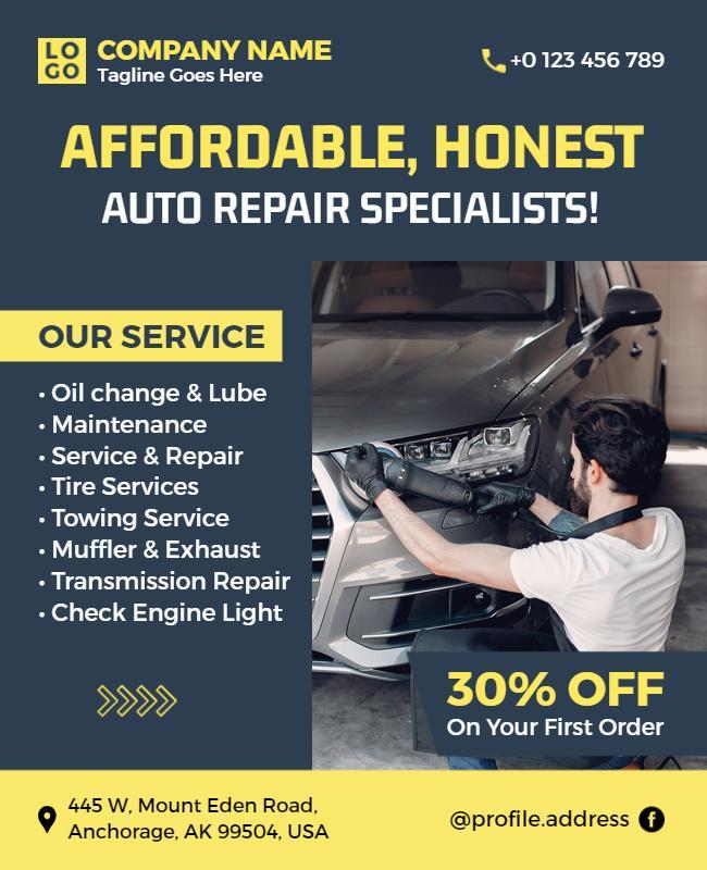 Car Maintenance and Repair Service Flyer Template