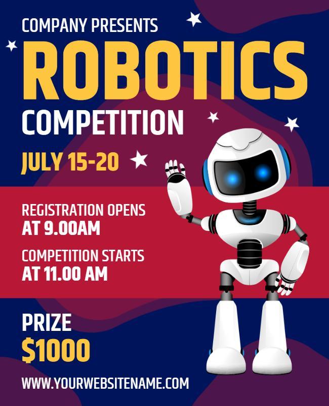 Cardinal and Wine Berry Robotics Competition Flyer Design Template