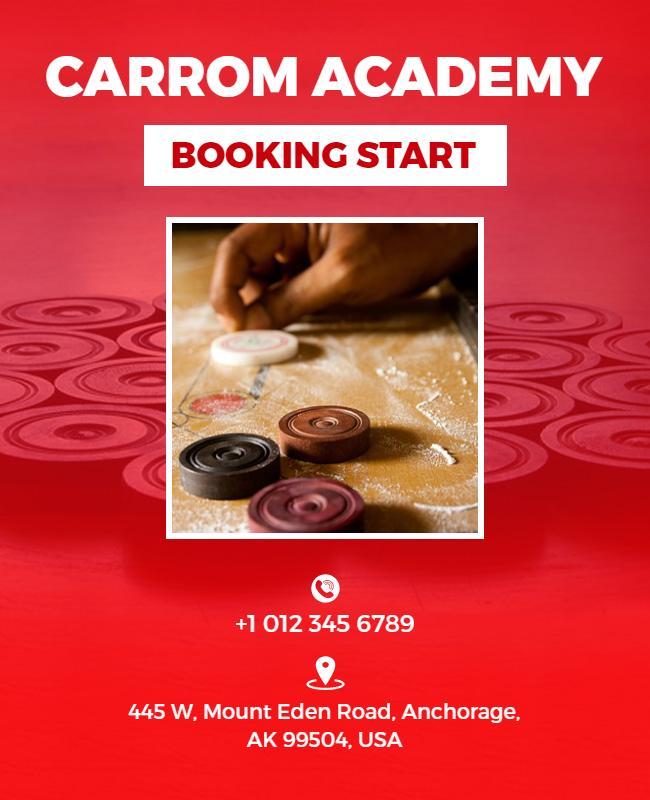 Carrom Academy Enrollment Promotion Flyer Template