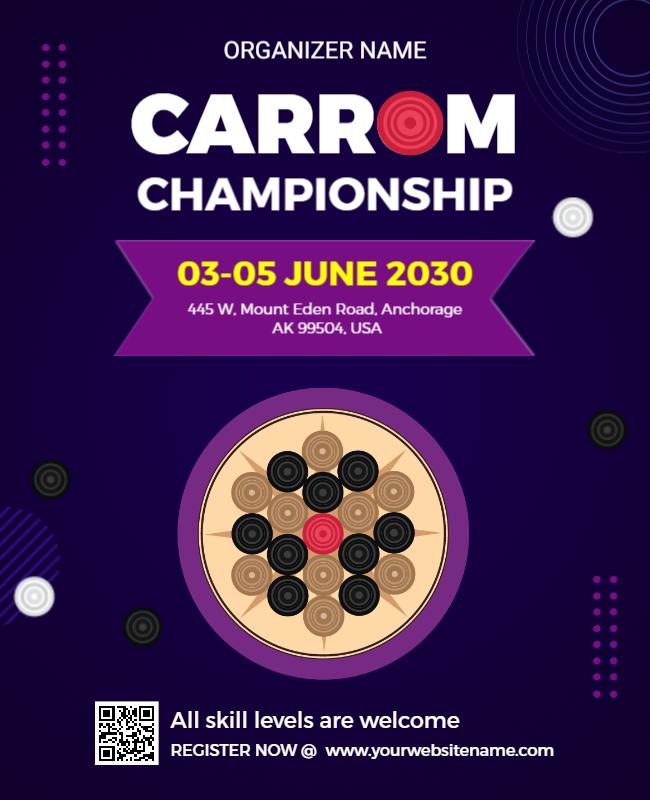 Carrom Championship Event Flyer Template