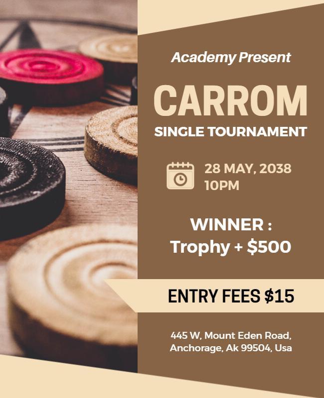 Carrom Single Tournament Event Flyer Template