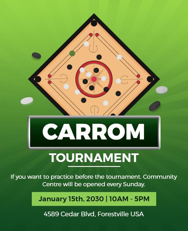 Carrom Tournament Event Flyer Template