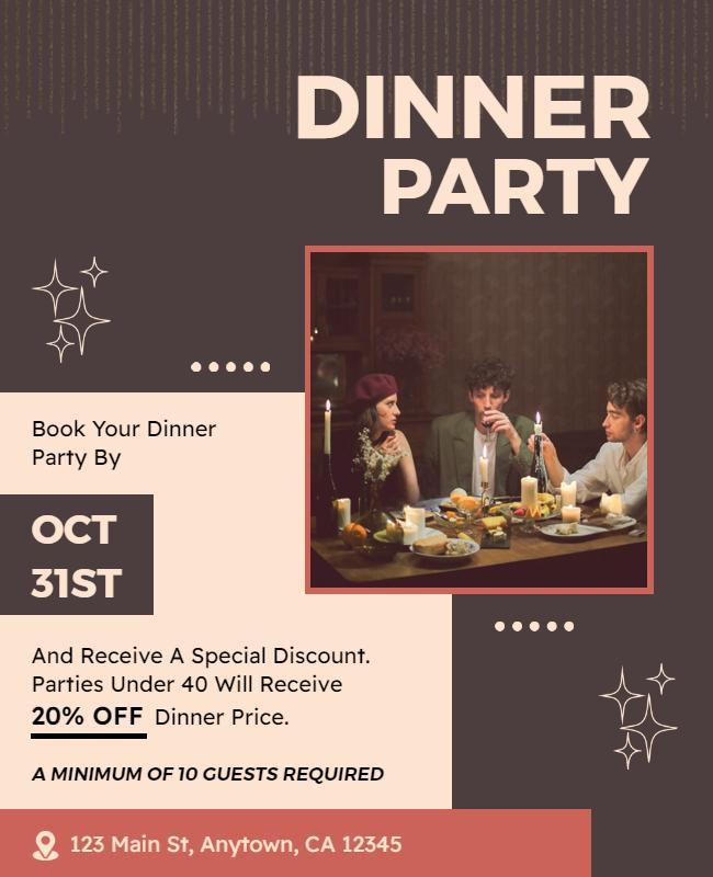 Casual Dinner Party Event Flyer Template