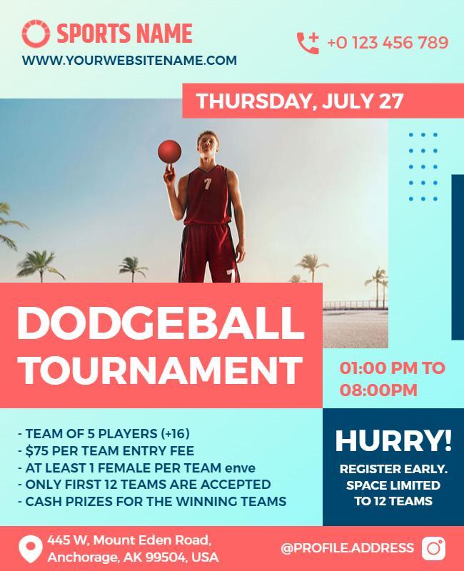 Casual Sports Dodgeball Tournament Flyer Template