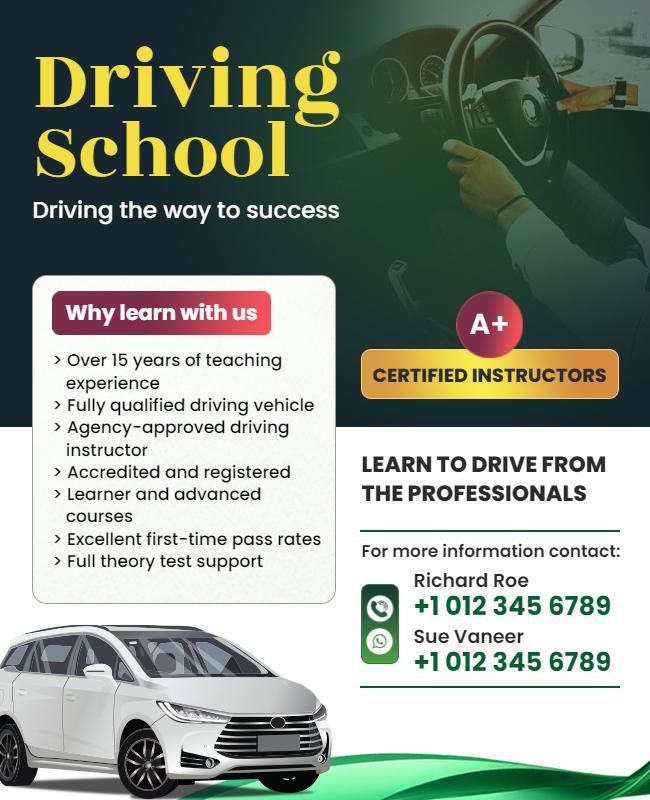 Certified Driving School Promotion Flyer Template