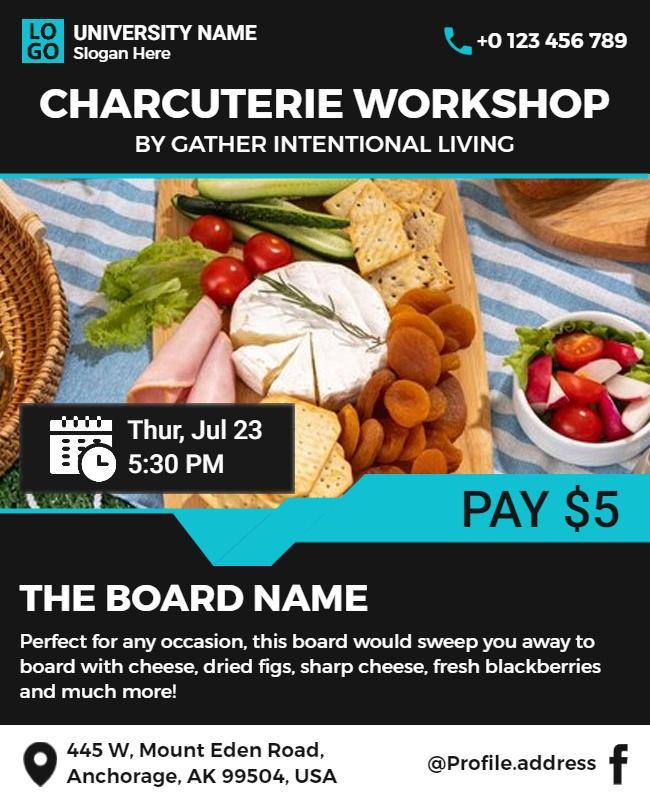 Charcuterie Workshop Culinary Event Flyer Template