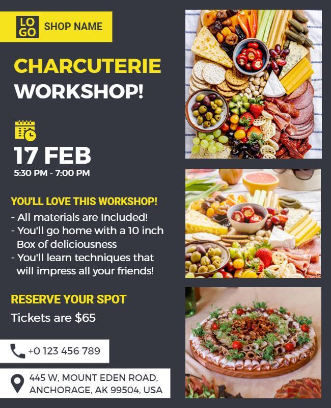 Charcuterie Workshop Culinary Experience Flyer Template