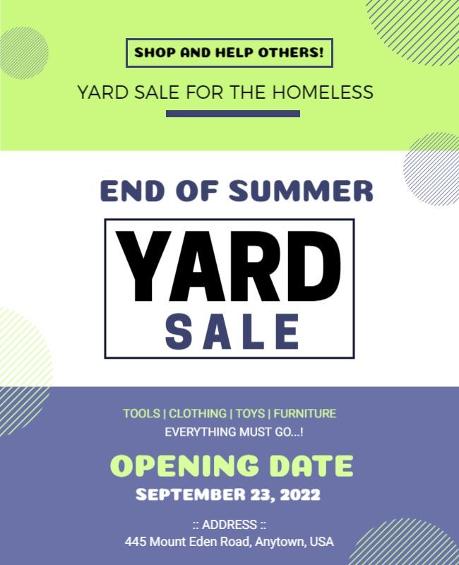 Charitable End Of Summer Yard Sale Flyer Template