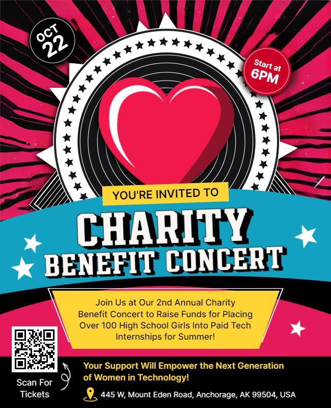 Charity Benefit Concert for Technology Internships Flyer Template