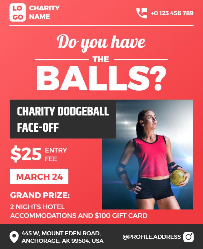 Charity Dodgeball Tournament Fundraiser Flyer Template