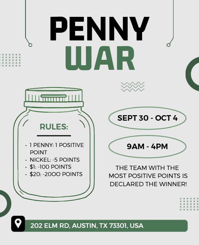 Charity Event Penny War Competition Flyers Template