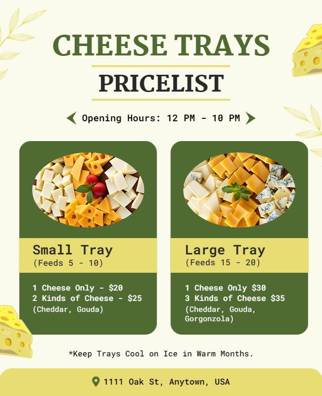 Cheese Tray Price List Flyer Template