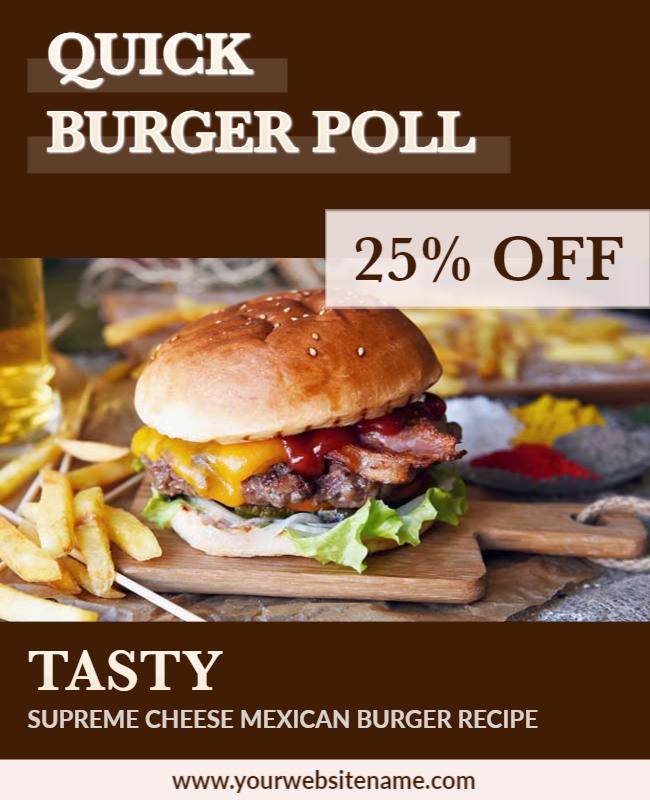 Cheesy Mexican Burger Poll Offer Flyer Template