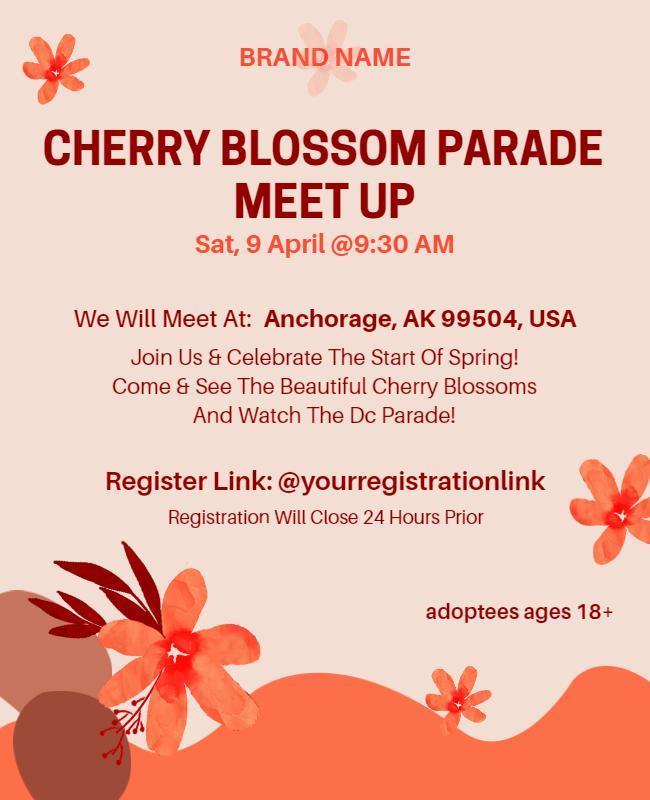 Cherry Blossom Parade Meetup Event Flyer Template