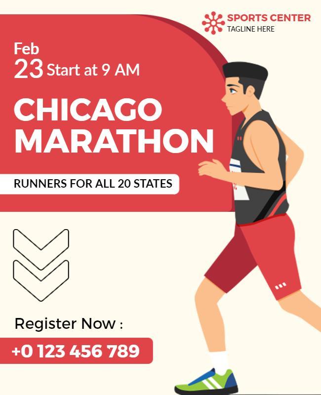 Chicago Marathon Sports Event Flyer Template