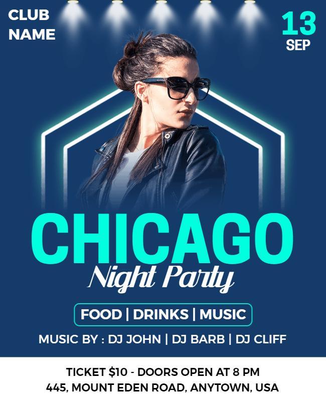 Chicago Night Party Music Event Flyer Template