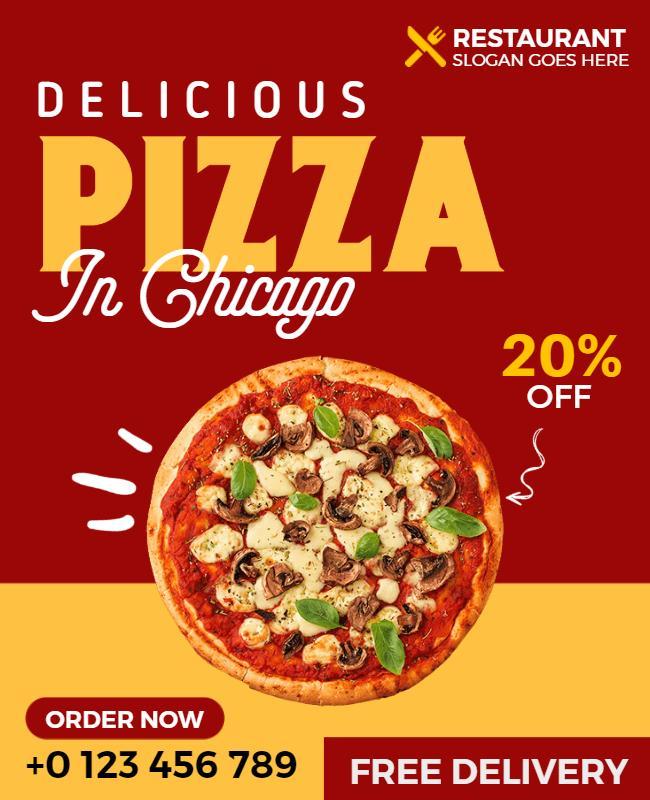 Chicago Pizza Restaurant Promotion Flyer Template