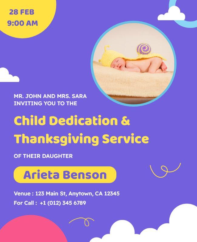 Child Dedication Thanksgiving Service Flyer Template