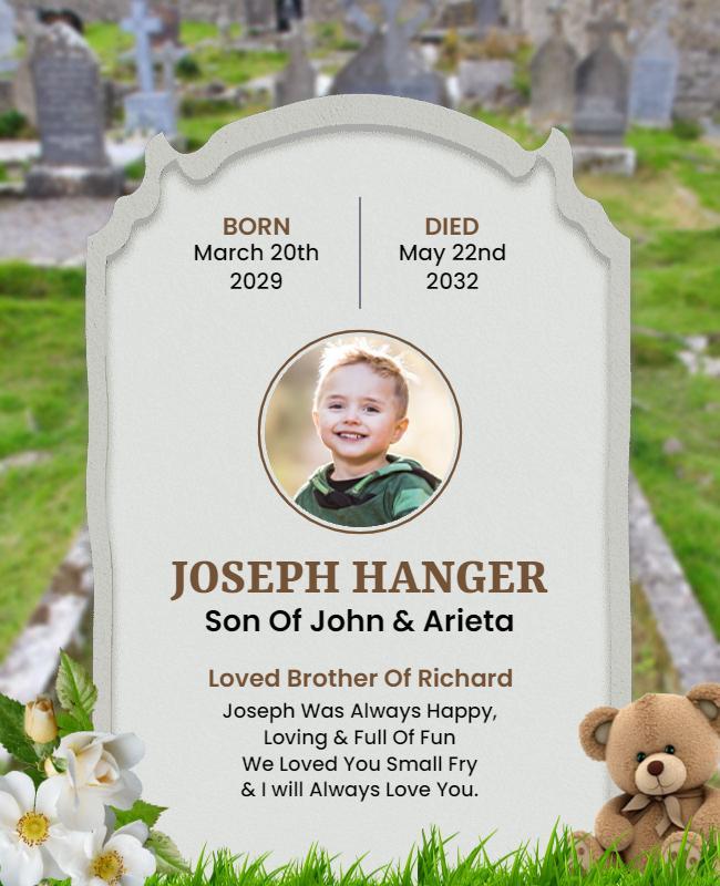 Child Memorial Service Flyer Template