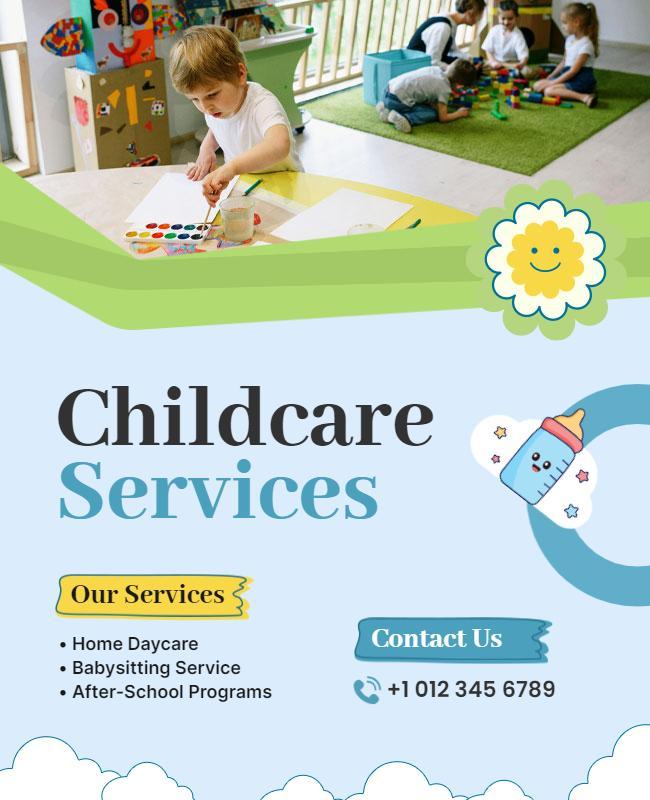 Childcare and Babysitting Services Flyer Template