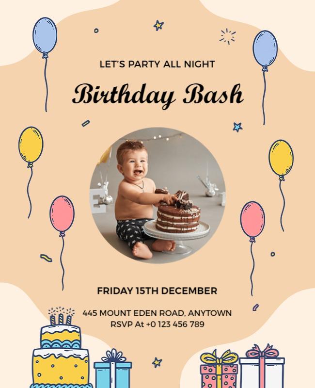 Childrens Birthday Party Celebration Flyer Template