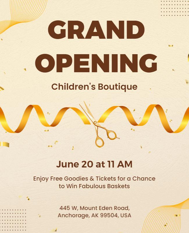 Childrens Boutique Grand Opening Event Flyer Template