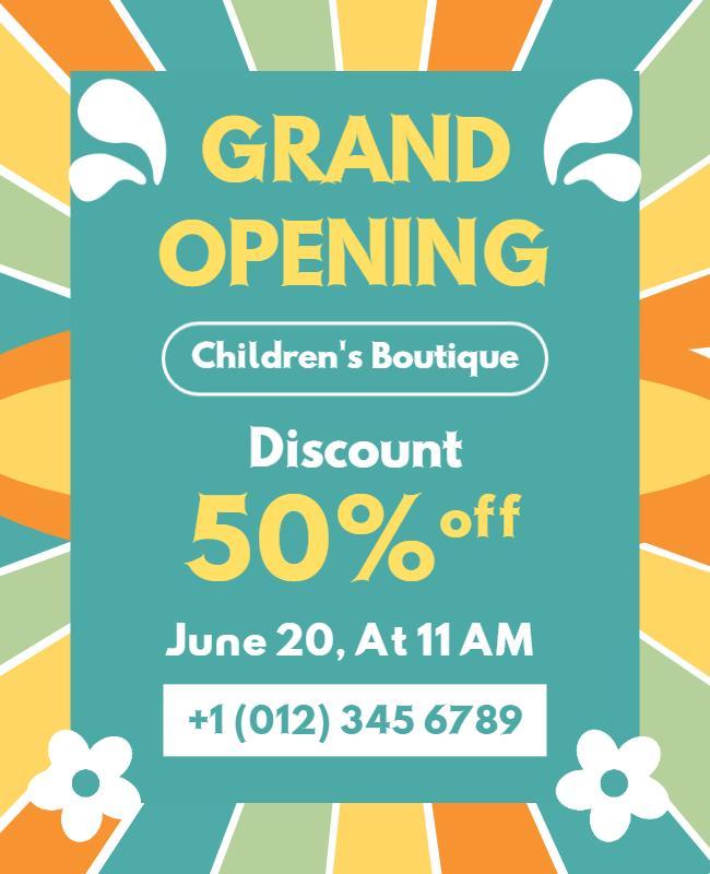 Childrens Boutique Grand Opening Flyer Template