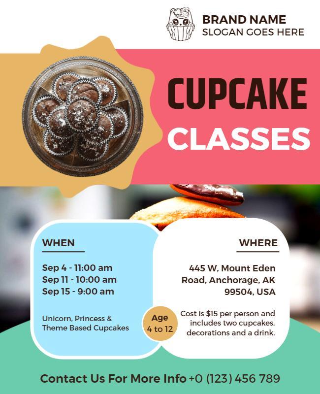 Childrens Cupcake Decorating Classes Flyer Template