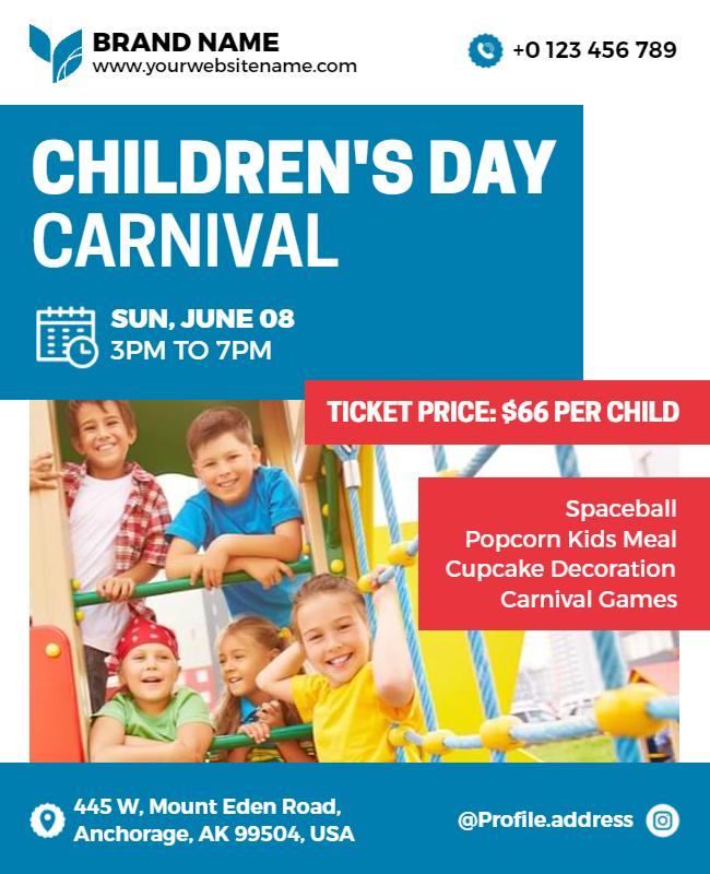 Childrens Day Carnival Event Flyer Template