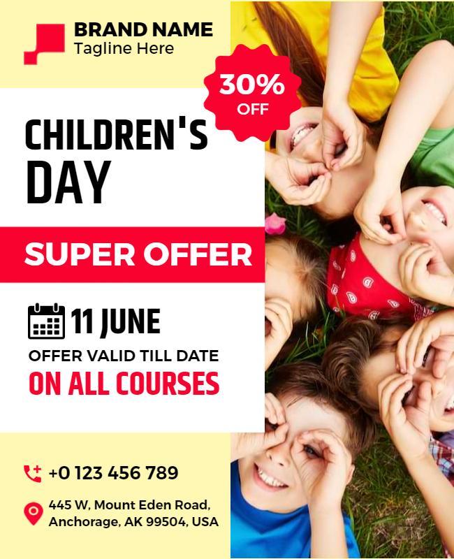 Childrens Day Celebration Discount Flyer Template