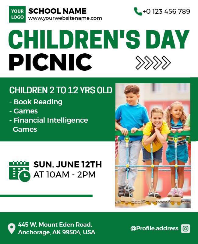 Childrens Day Picnic Event Flyer Template