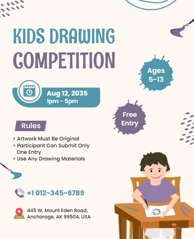 Childrens Drawing Competition Event Flyer Template