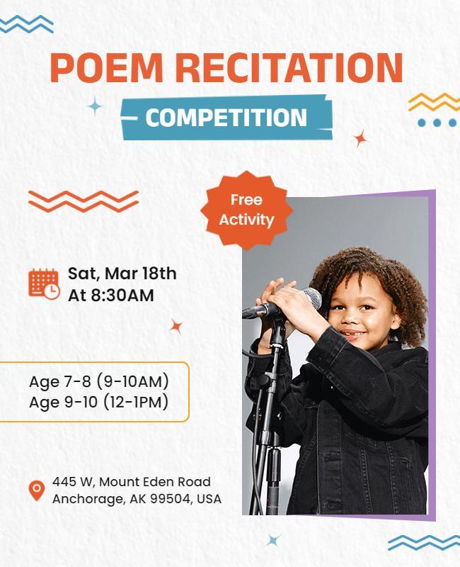 Childrens Poem Recitation Competition Flyer Template