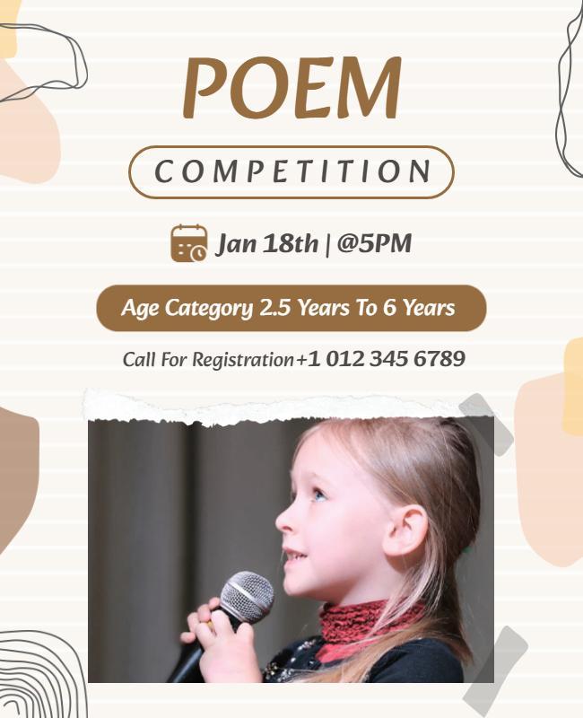 Childrens Poetry Competition Event Flyer Template