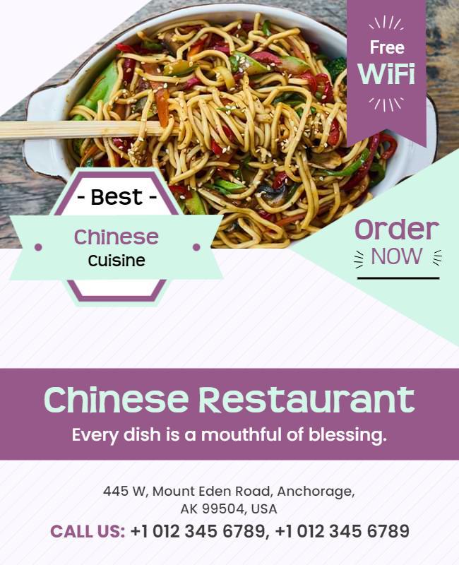 Chinese Restaurant Cuisine Promotion Flyer Template