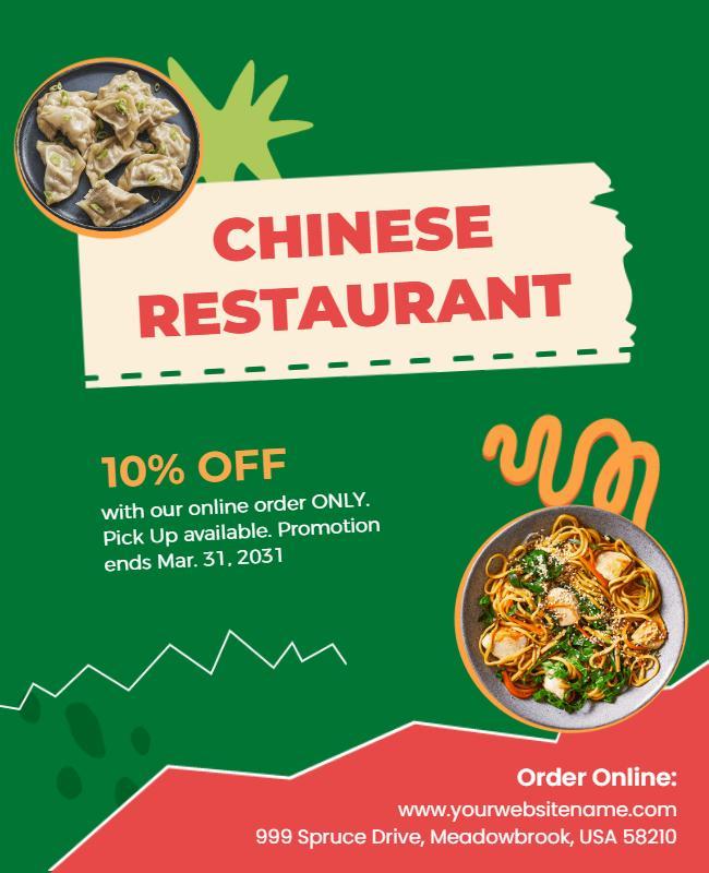 Chinese Restaurant Online Order Promotion Flyer Template