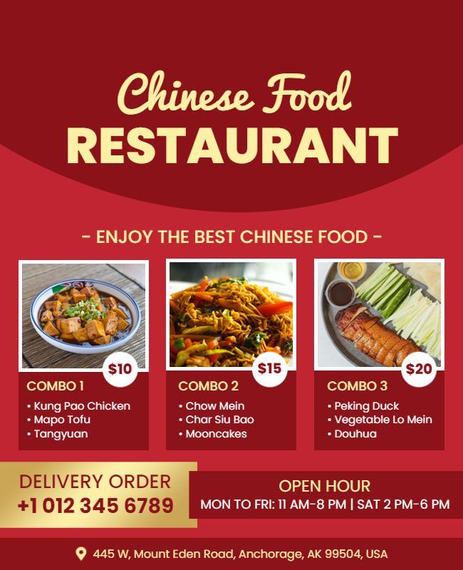 Chinese Restaurant Special Combos Flyer Template