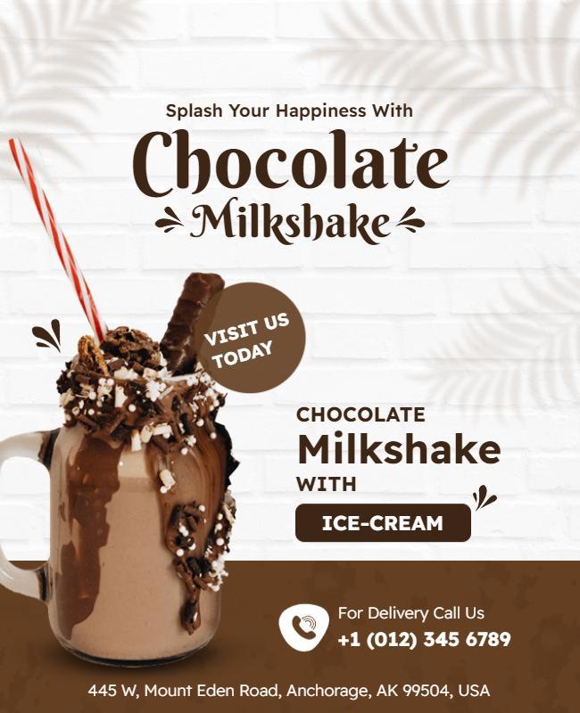 Chocolate Milkshake with Ice Cream Promotion Flyer Template