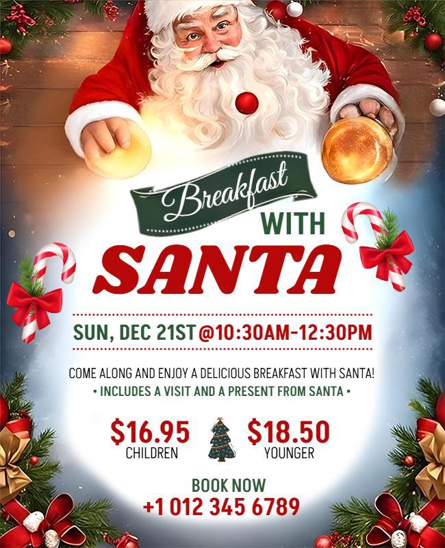 Christmas Breakfast with Santa Event Flyer Template