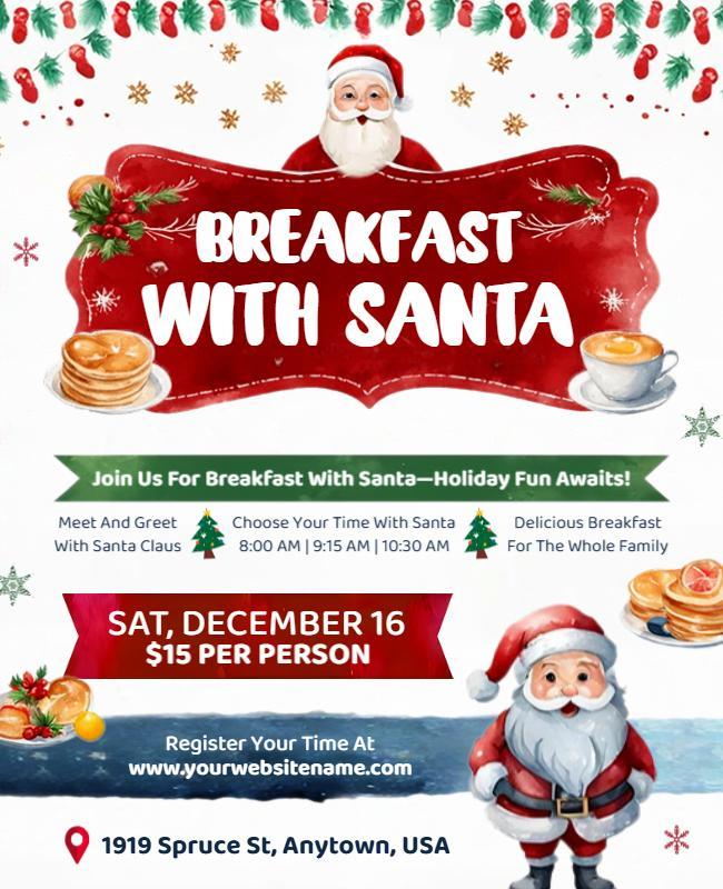 Christmas Breakfast with Santa Event Flyer Template