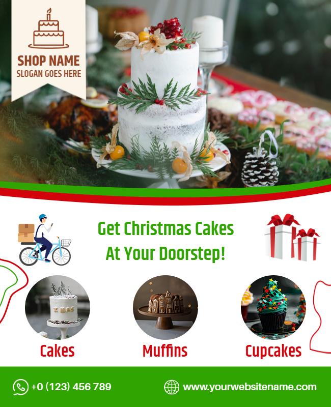 Christmas Cake Delivery Service Flyer Template