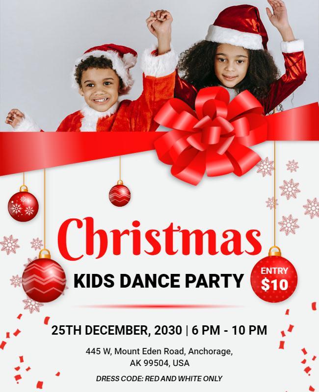 Christmas Kids Dance Party Flyer Template