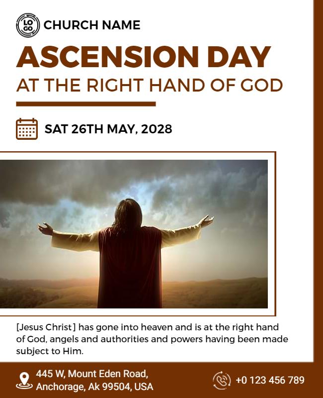 Church Ascension Day Spiritual Event Flyer Template