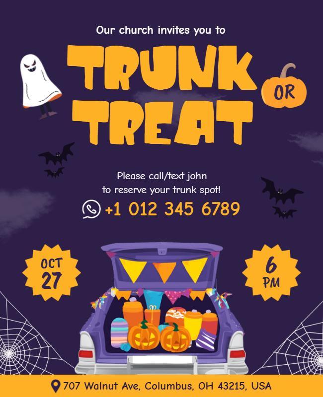 Church Halloween Celebration Trunk or Treat Flyer Template