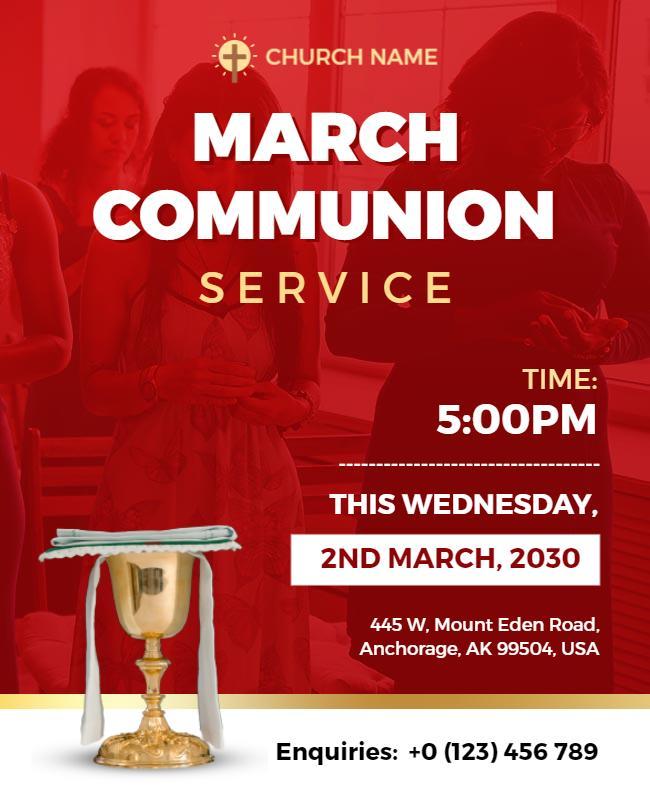 Church March Communion Service Flyer Template