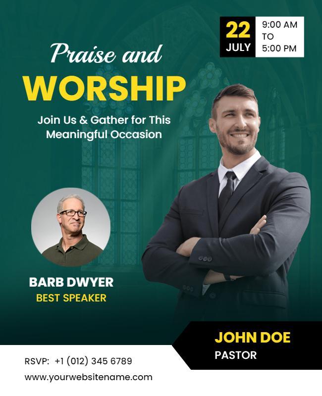 Church Praise and Worship Event Flyer Template