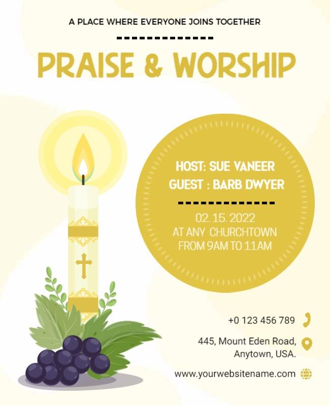 Church Praise and Worship Event Flyer Template